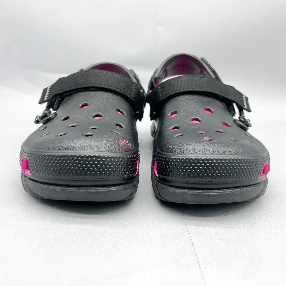 Crocs Mens 9 Duet Max 2 Clog Post Malone Black Pink Slip On Comfort Cyberpunk